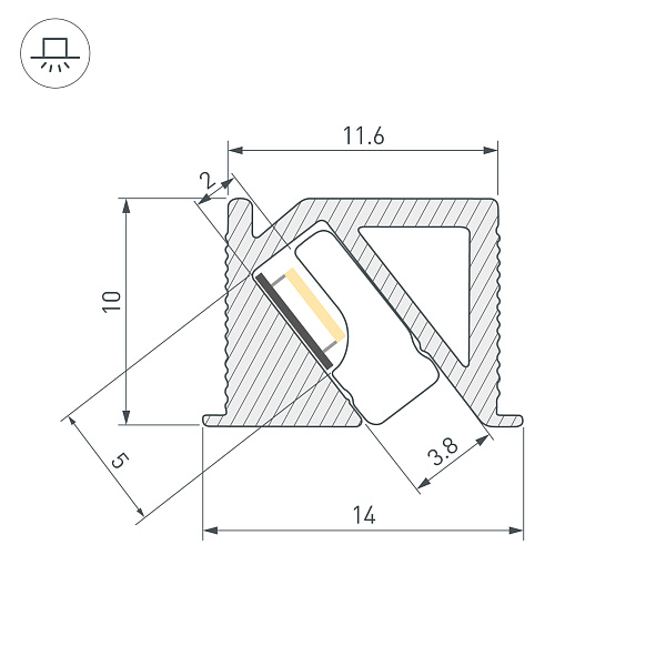 Профиль SL-BEVEL-H10-F14-2000 ANOD BLACK (Arlight, Алюминий) Lednikoff
