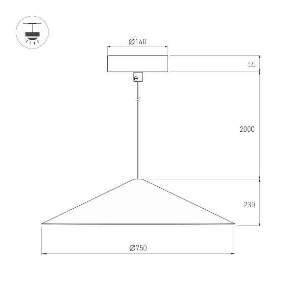 Светильник SP-MAKOTO-R750-14W Warm2700 (BK, 36 deg, 230V, TRIAC) (Arlight, IP20 Металл, 3 года) Lednikoff