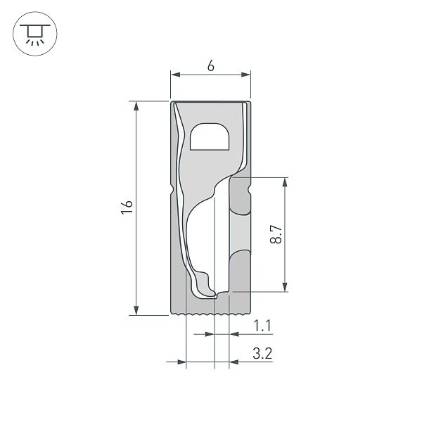 Силиконовый профиль WPH-FLEX-0616-SIDE-S9-5m FULL BLACK (Arlight, Силикон) Lednikoff