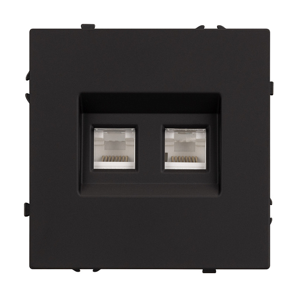 ARL NOBE Розетка компьютерная двойная софт-тач черный оникс SCT-MPC2-SFPL-BK (2хRJ-45, CAT6) (Arlight, -) Lednikoff
