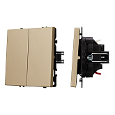 Механизм выключателя двухклавишный непроходной SWT-NOBE-MK02-SFPL-GD (230V, 10A) (Arlight, Золотой песок)