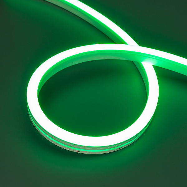 Светодиодная лента герметичная MOONLIGHT-SIDE-A140-12x17mm 24V Green (8 W/m, IP67, 5m, wire x2) (Arlight, Вывод боковой, 3 года)