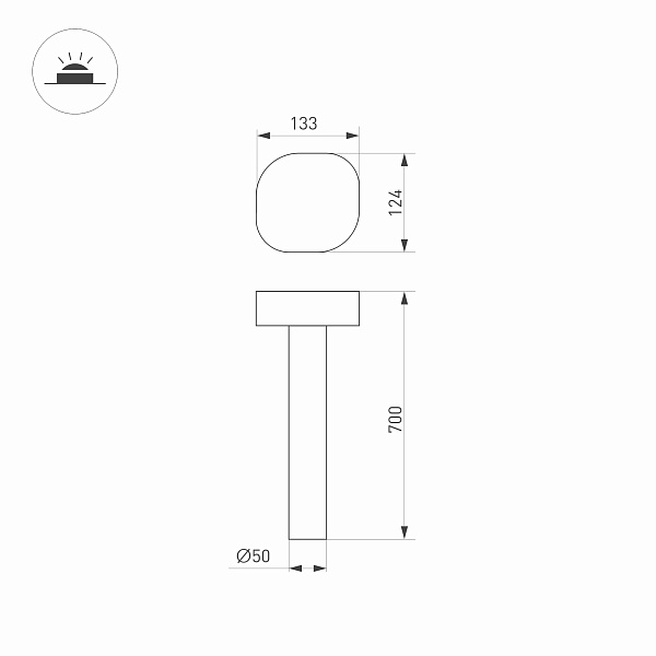 Светильник LGD-SWAMP-BOLL-H700-7W Warm3000 (GR, 93 deg, 230V) (Arlight, IP65 Металл, 3 года) Lednikoff