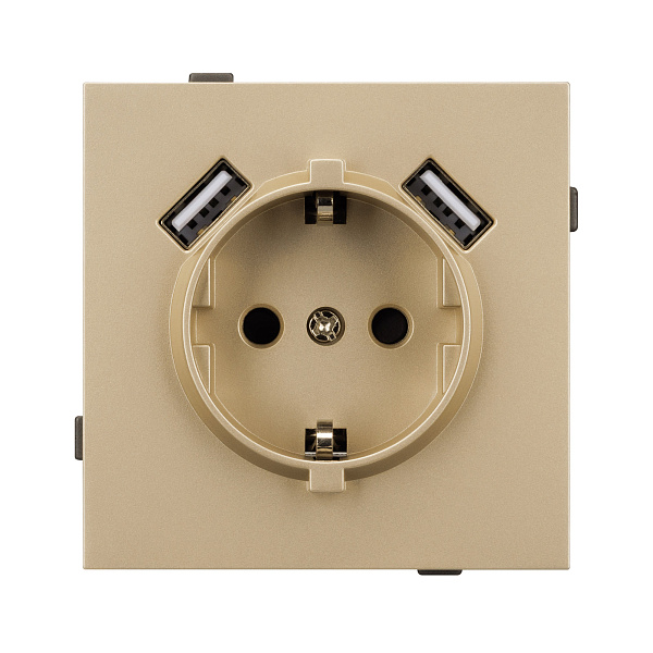 Механизм розетки с USB зарядкой SCT-TENDO-MUAA-SFPL-GD (230V, 16A) (Arlight, Матовый песочный) Lednikoff