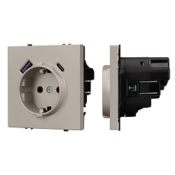 Механизм розетки с USB зарядкой SCT-NOBE-MUAC-SFPL-CA (230V, 16A) (Arlight, Кашемир)