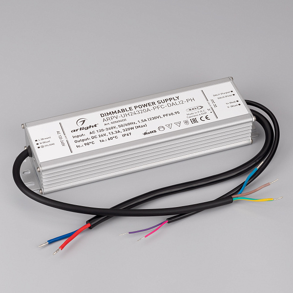 Блок питания ARPV-UH24320A-PFC-DALI2-PH (24V, 13.3A, 320W) (Arlight, IP67 Металл, 7 лет) Lednikoff