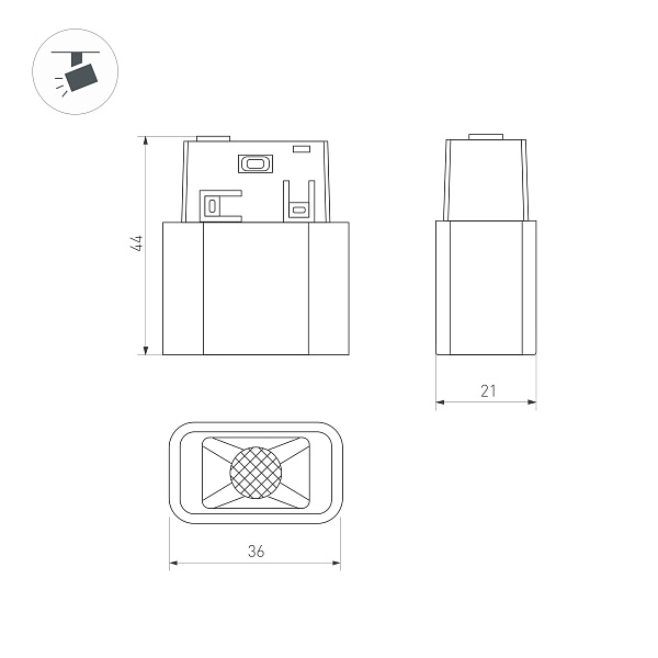 Светильник MAG-ORIENT-BABY-S36x21-2W Day4000 (BK, 24 deg, 48V) (Arlight, IP20 Металл, 5 лет)