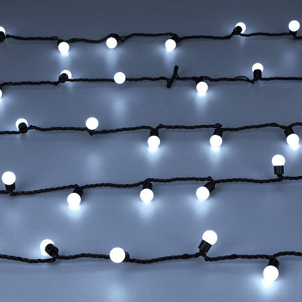Светодиодная гирлянда ARD-BALL-CLASSIC-D17.5-10000-BLACK-100LED WHITE (230V, 7W) (Ardecoled, IP65) Lednikoff