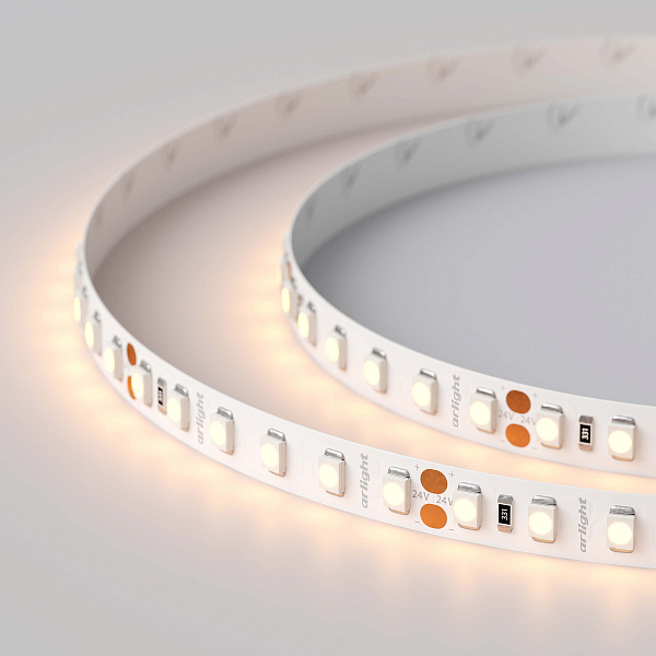 Светодиодная лента RT 2-5000 24V Warm2400 2x (3528, 600 LED, LUX) (Arlight, 9.6 Вт/м, IP20) Lednikoff
