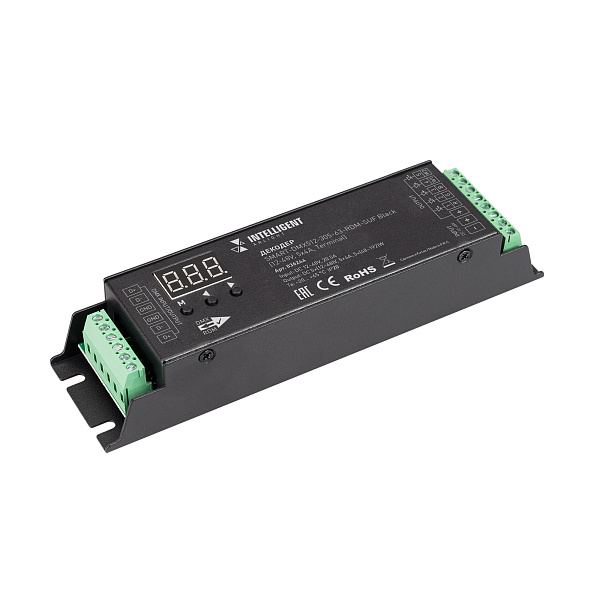 INTELLIGENT ARLIGHT Декодер SMART-DMX512-305-63-RDM-SUF Black (12-48V, 5x4A, Terminal) (IARL, IP20 Металл, 5 лет) Lednikoff