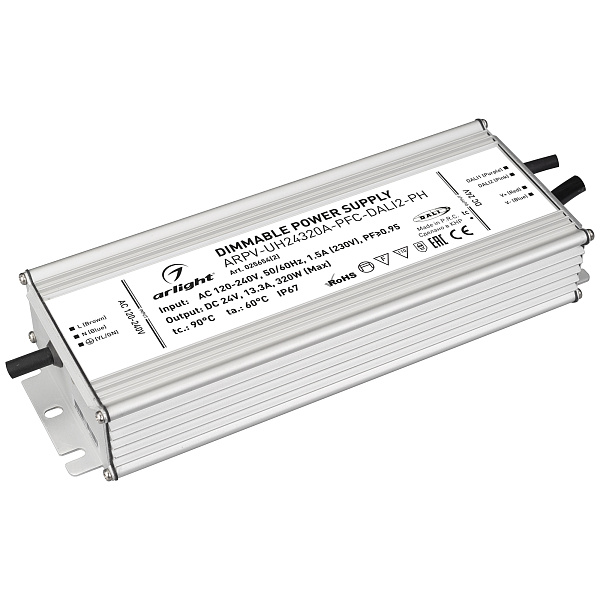 Блок питания ARPV-UH24320A-PFC-DALI2-PH (24V, 13.3A, 320W) (Arlight, IP67 Металл, 7 лет) Lednikoff