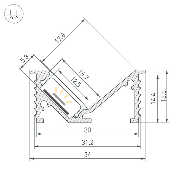 Профиль SL-BEVEL-W32-F-2000 ANOD BLACK (Arlight, Алюминий) Lednikoff