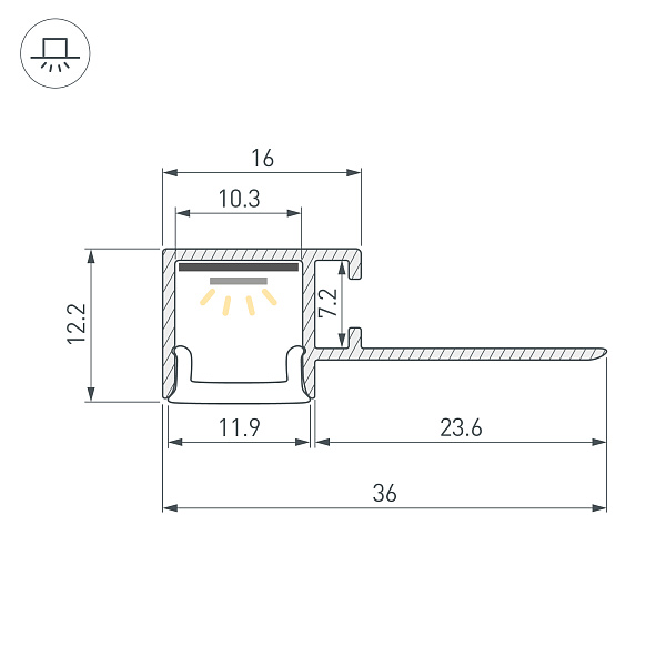 Профиль FANTOM-W12-EDGE-2000 ANOD (Arlight, Алюминий) Lednikoff