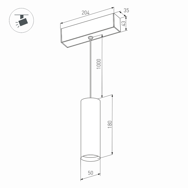Светильник MAG-SPOT-HANG-45-R50-7W Warm3000 (BK, 24 deg, 24V) (Arlight, IP20 Металл, 5 лет)