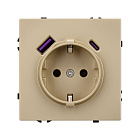 Механизм розетки с USB зарядкой SCT-NOBE-MUAC-SFPL-GD (230V, 16A) (Arlight, Золотой песок) Lednikoff