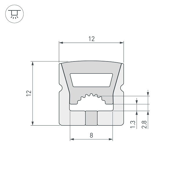 Силиконовый профиль WPH-FLEX-1212-TOP-S8-20m WHITE (Arlight, Силикон) Lednikoff