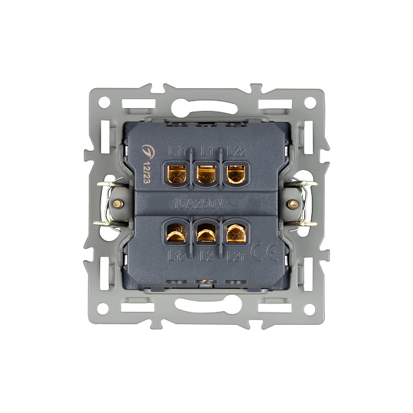 Механизм выключателя двухклавишный проходной SWT-MKP2-PL-BK (250V, 16A) (Arlight, -) Lednikoff