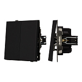 Механизм выключателя двухклавишный непроходной SWT-TENDO-MK02-SFPL-BK (230V, 10A) (Arlight, Матовый черный)