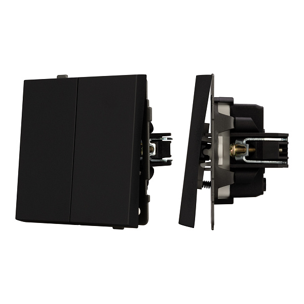 Механизм выключателя двухклавишный непроходной SWT-TENDO-MK02-SFPL-BK (230V, 10A) (Arlight, Матовый черный) Lednikoff