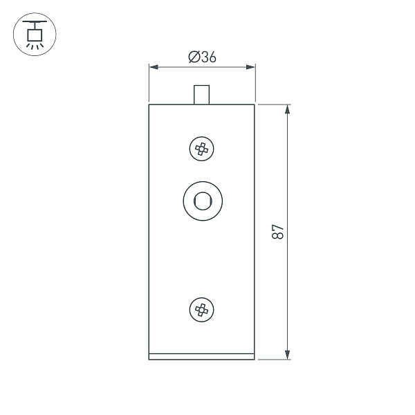 Заглушка ROUND-D36-360 BLACK с отверстием (Arlight, Металл) Lednikoff