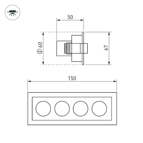 Светильник MS-ORIENT-BUILT-TURN-TC-S67x150-10W Warm3000 (BK-BK, 30 deg, 230V) (Arlight, IP20 Металл, 5 лет) Lednikoff
