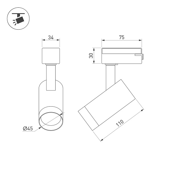 Светильник LGD-SPOT-2TR-R45-7W Warm3000 (GD, 24 deg, 230V) (Arlight, IP20 Металл, 3 года) Lednikoff