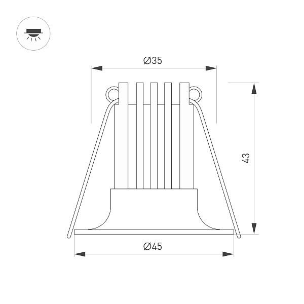 Светильник MS-FOGGY-BUILT-R45-5W Warm3000 (BK, 36 deg, 230V) (Arlight, IP54 Металл, 5 лет) Lednikoff
