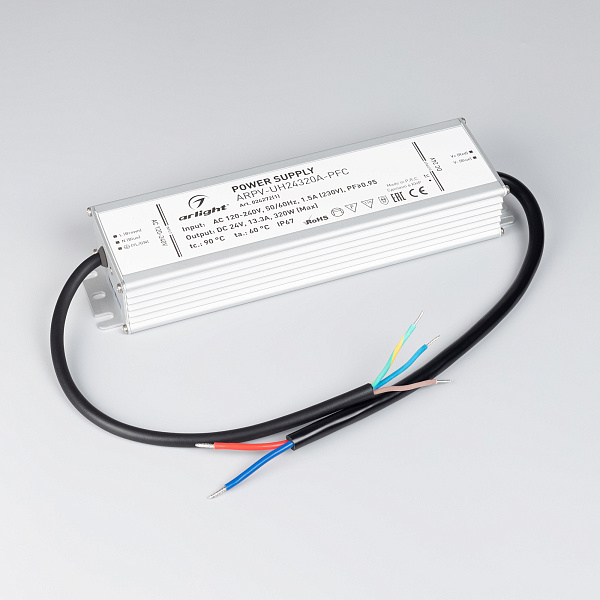 Блок питания ARPV-UH24320A-PFC (24V, 13.3A, 320W) (Arlight, IP67 Металл, 7 лет) Lednikoff