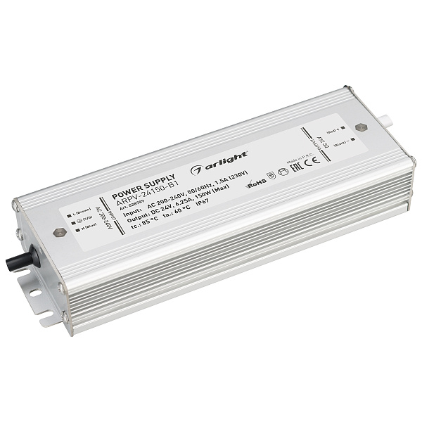 Блок питания ARPV-24150-B1 (24V, 6,3A, 150W) (Arlight, IP67 Металл, 3 года) Lednikoff