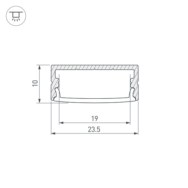 Профиль ARH-WIDE-H10-2000 ANOD (Arlight, Алюминий) Lednikoff