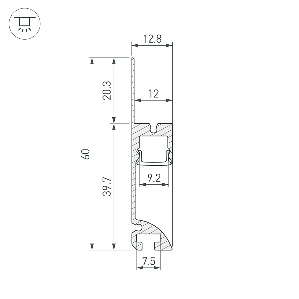 Профиль PLINTUS-FANTOM-L-2000 BLACK (Arlight, Алюминий) Lednikoff