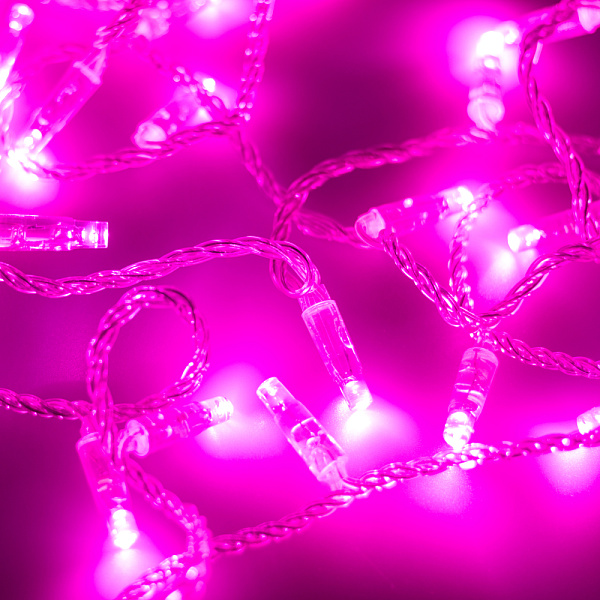Светодиодная гирлянда ARD-STRING-CLASSIC-10000-CLEAR-100LED-FLASH PINK (230V, 7W) (Ardecoled, IP65) Lednikoff