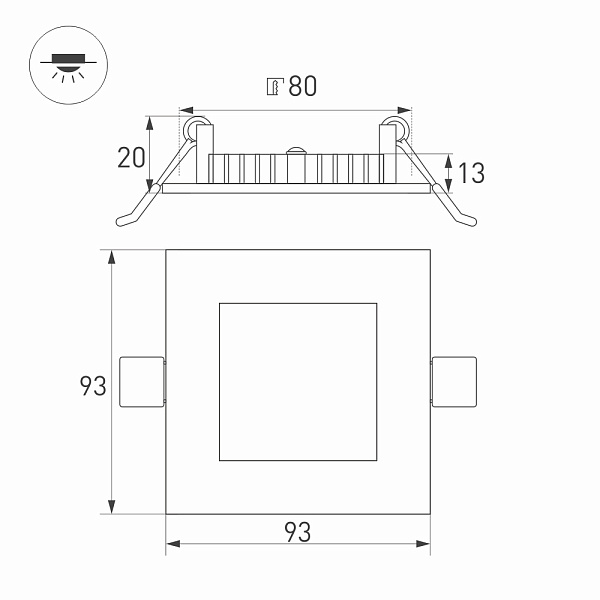 Светильник DL-93x93M-5W Day White (Arlight, IP40 Металл, 3 года) Lednikoff