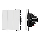 Механизм выключателя трехклавишный непроходной SWT-NOBE-MK03-SFPL-WH (230V, 10A) (Arlight, Белый кварц) Lednikoff