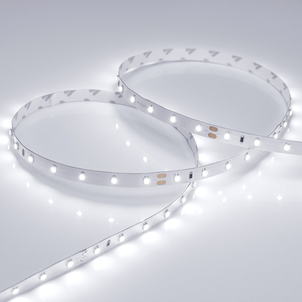 Светодиодная лента RT 2-5000 24V White6000 (3528, 300 LED, LUX) (Arlight, 4.8 Вт/м, IP20) Lednikoff