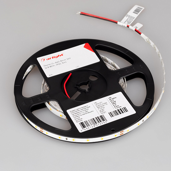 Светодиодная лента UL-A60-8mm 24V Warm3500 (7.2 W/m, IP20, 5m) (Arlight, 7 лет) Lednikoff