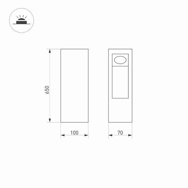 Светильник LGD-MARK-BOLL-H650-7W Warm3000 (GR, 60 deg, 230V) (Arlight, IP54 Металл, 3 года) Lednikoff