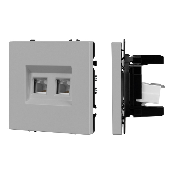 Механизм сдвоенной компьютерной розетки SCT-NOBE-MPC2-SFPL-IS (RJ-45, CAT6) (Arlight, Никель) Lednikoff