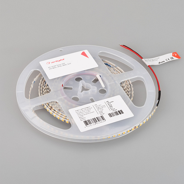 Светодиодная лента RT-A160-5mm 24V Warm3500 (15 W/m, IP20, 2835, 5m) (Arlight, Открытый) Lednikoff