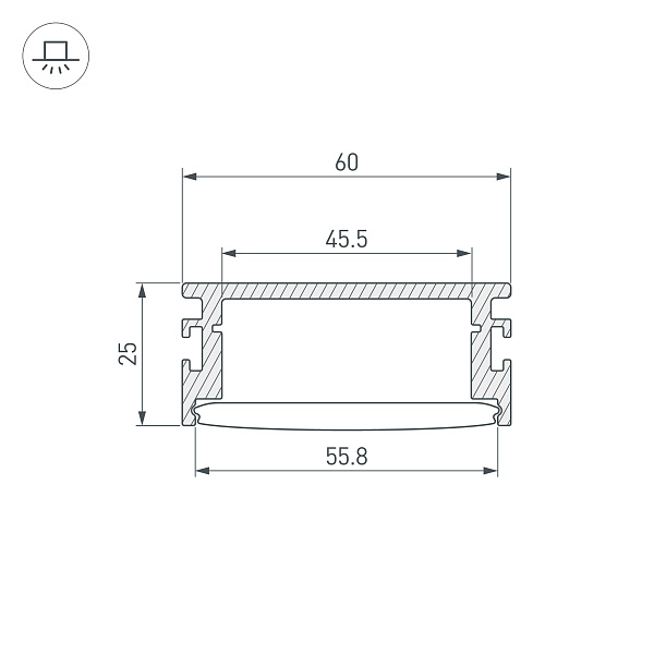 Профиль FLOOR60-H26-3000 ANOD BLACK (Arlight, Алюминий) Lednikoff