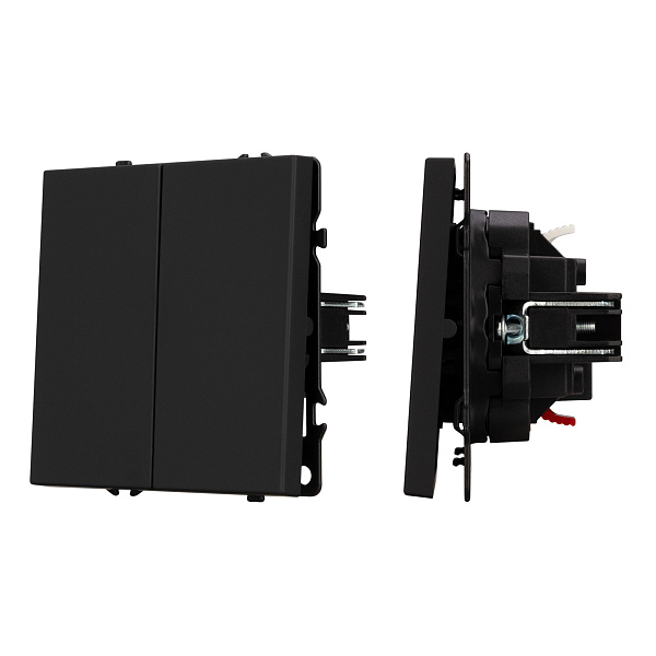Механизм выключателя двухклавишный проходной SWT-NOBE-MKP2-SFPL-BK (230V, 10A) (Arlight, Черный оникс) Lednikoff