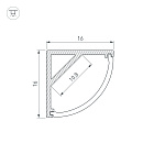 Профиль с экраном ARH-KANT-H16-2000 ANOD+OPAL (Arlight, Алюминий) Lednikoff