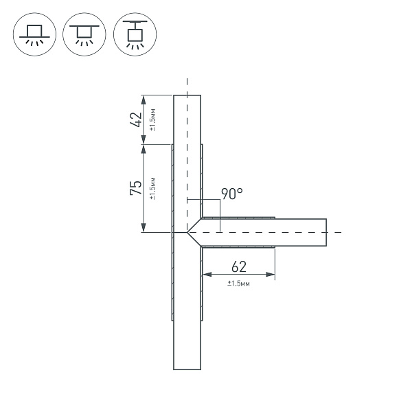 Тройник PLS-LOCK-H25-T90 (с экраном MAT-L) (Arlight, Металл) Lednikoff
