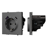 Механизм розетки с USB зарядкой SCT-NOBE-MUAC-SFPL-GR (230V, 16A) (Arlight, Серый базальт)