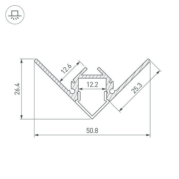 Профиль ARH-DECORE-S12-EXT-F-2000 ANOD внешний (Arlight, Алюминий) Lednikoff