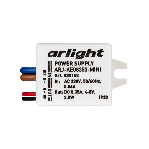 Блок питания ARJ-KE08350-MINI (2.8W, 350mA) (Arlight, IP20 Пластик, 5 лет) Lednikoff