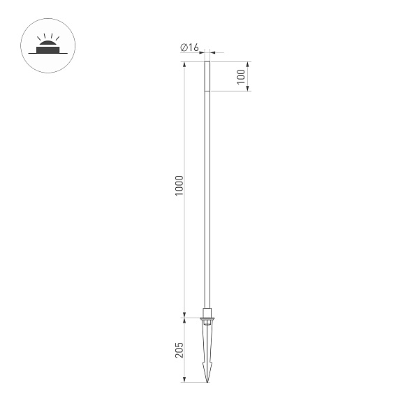 Светильник KT-CANNA-L1000-1W Warm3000 (DG, 110 deg, 24V) (Arlight, IP65 Металл, 3 года) Lednikoff