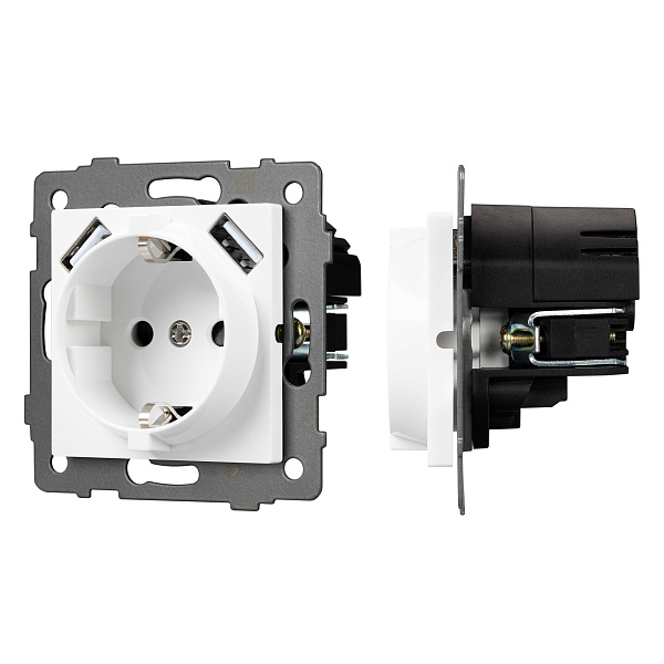 Механизм розетки с USB зарядкой SCT-MUAA-PL-WH-V (250V, 16A) (Arlight, -) Lednikoff