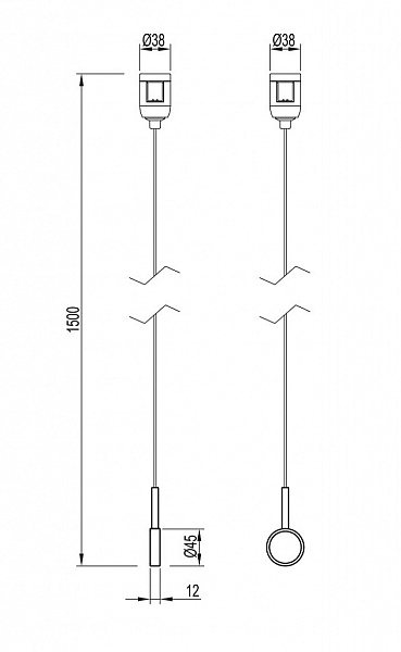 Держатель трека ART-APRIORI-HOLDER-HANG-TUBE-L1500 (BK) (Arlight, IP20 Металл, 3 года)