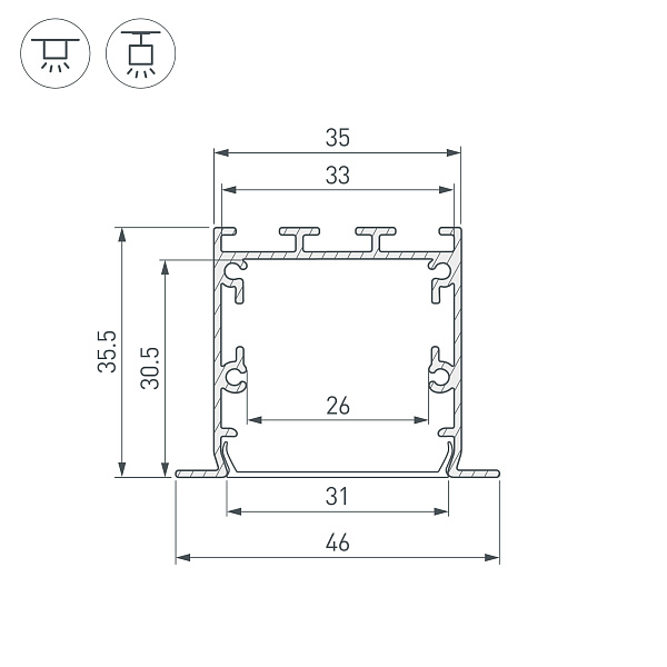 Профиль LINIA49-F-S-2500 ANOD (Arlight, Алюминий) Lednikoff